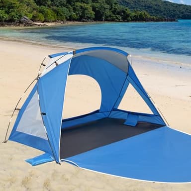 Beach Tent, Portable Sun Shelter for 2/3/4/6-8 Person with UPF 50+ UV Protection, Easy Setup Waterproof Beach Shade Canopy Cabana for Family Outdoor and Picnics, Fishing with Carrying Bag - Image 1