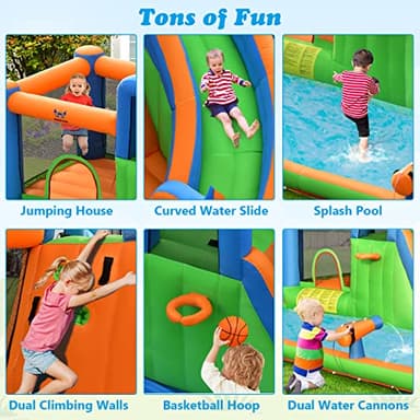 BOUNTECH Inflatable Water Slide Bounce House, Kids Water Park Jump Castle w/Large Splash Pool, 2 Climbing Walls, Water Slides Inflatables for Kids, Water Bounce House for Outdoor Backyard Party Gifts - Image 4