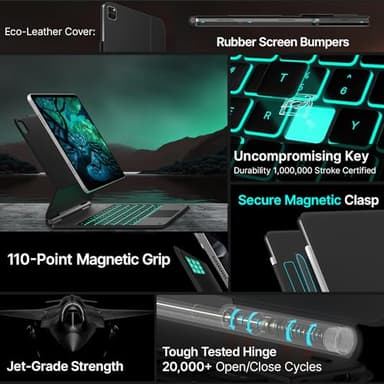 typecase Keyboard Case for iPad Air 13(M3 2025 / M2 2024) and iPad Pro 12.9 (6th, 5th, 4th, 3rd Gen),Magic Keyboard for iPad Pro 12.9,Keyboard Case with Multi-Touch Trackpad, 11 Colors Backlight,Black - Image 4