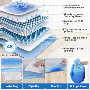 Gimars Thicker Heavy Absorbency Pet Training Puppy Pads 28"x34"- Extra Large Disposable Polymer Quick Dry No Leaking Pee Pads for Dogs, Cats, Rabbits and Other House Training Pets, 30 Count - Image 7