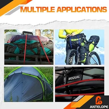 A ANTELOPE 30-Piece Premium Bungee Cord Assortment Includes 18", 24", 36", 48", 60" Bungee Cord, 8" Canopy/Tarp Ball Ties and Alligator Mouth Tarp Clips - Image 7