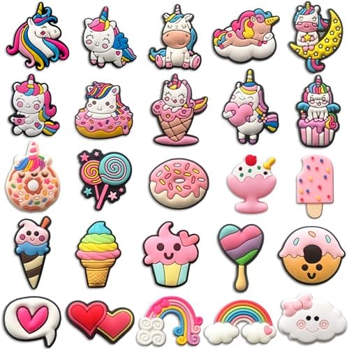 Mowzury Unicorn Shoe Charms for Girls, 25 PCS Cute Shoe Decoration Pins for Clog, Kawaii Accessories for Kids Party Favor Gifts - Image 1