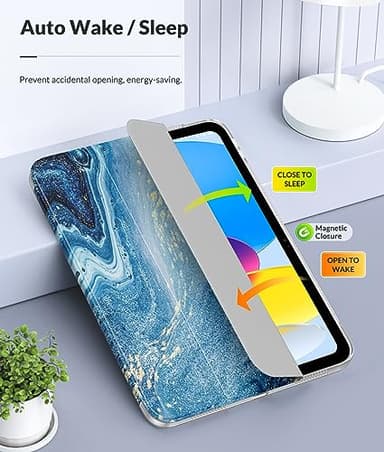 MoKo Case for New iPad (A16) 11th Generation 2025/ 10th Generation 2022, iPad 11 inch/ 10.9 inch Case with Soft TPU Translucent Frosted Back Cover, Auto Wake/Sleep, Support Touch ID, Gilding Texture - Image 7