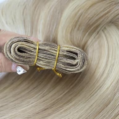Full Shine Blonde Sew in Weft Hair Extensions Silky Straight Real Hair Wefts Human Hair 105 Grams Sew in Hair Extensions Ash Blonde Highlight Bleach Blonde Remy Bundles 24 Inch - Image 9