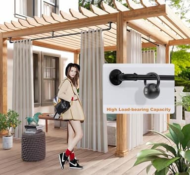 Qouara Curtain Rods for Windows 28 to 48 Inch, Black Adjustable Curtain Rod, Wrap Around Blackout Curtains Rod, Heavy Duty Industrial Curtains Rods, 1 Inch Outdoor/Indoor Drapery Pole 28-48" - Image 3