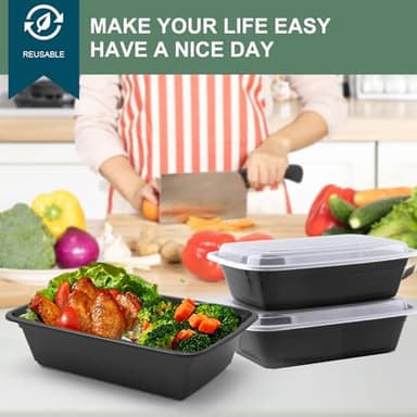 vivigu 50 Pack Meal Prep Containers 38 oz, Leakproof To Go Food Containers, Disposable & Reusable Food Prep Containers for Takeout, Food Storage Containers BPA-Free, Microwave/Dishwasher/Freezer Safe - Image 7