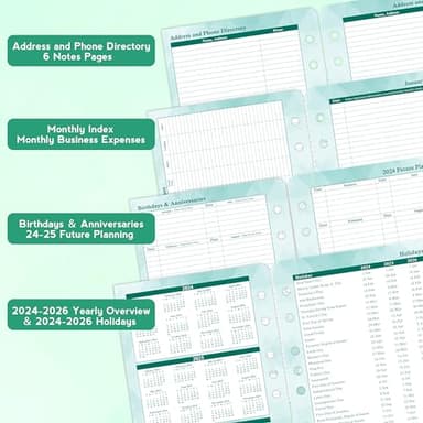 2024-2025 Planner Refills – Jul.2024 - Jun.2025, Two Pages Per Day Daily & Monthly Planner, 5.5" x 8.4" Ring-Bound Organizer, Tabs, Quotes, Prioritized Task, Daily Tracker/Notes, Appointment Schedule - Image 5