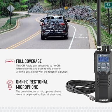 Cobra HHRT50 Road Trip CB Radio - 2-Way Handheld Emergency Radio with Access to Full 40 Channels & NOAA Alerts, Rooftop Magnet Mount Antenna and Omni-Directional Microphone, Black, 6.3" x 2" x 1.75" - Image 5