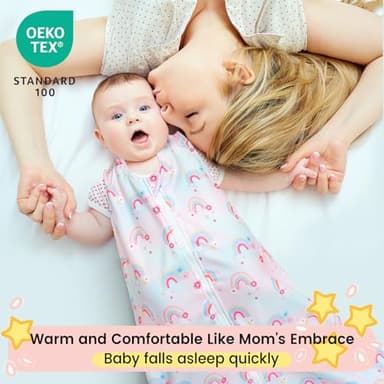david's kids 3 Pack Warm Micro Fleece Baby Sleep Sack 6-12 Months, Soft Baby Wearable Blankets with 2-Way Zipper, Comfy Winter Sleeping Bags for Infant Newborn Girls Neutral, Medium Size, Rainbow - Image 2