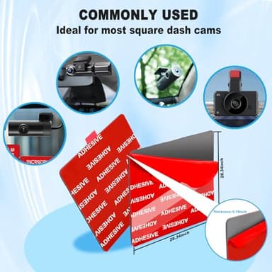 ILKCC Very High Bond Sticky Adhesive Pad for Dash Cam Windshield, 4Pcs 2.83" Square Heat-Resistant Double-Sided Replacement Sticker for Dashcam Car Mount, Glue Strip Tape for Suction Cup Phone Holder - Image 5