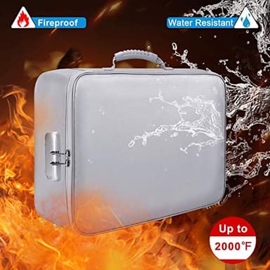 DocSafe Document Bag with Lock,Fireproof 3-Layer File Organizer Case with Water-Resistant Zipper,Document Storage Safe Bag Portable Travel Home for Paper,Files,Certificates,Gifts for Him,Silver - Image 4