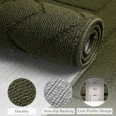hicorfe Kitchen Rugs and Mats Sets,Super Absorbent Polypropylene Non-Slip Rug,Soft Comfort Floor Mat,Washable for Kitchen,Hallway,Office,Sink,Laundry(24" x 71",Oliver Green) - Image 3
