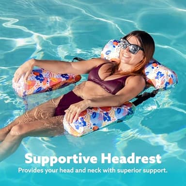 Sloosh Pool Floats Chairs Adult, 2 Packs Inflatable Pool Lounge Chairs,Blow up Hammock Pool Noodles Floats for Adults,Flower Pattern Floating Water Chair for Pool Lake River(Tropical Flowers) - Image 4