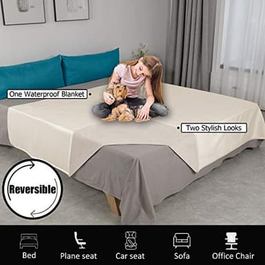 Ameritex Pet Bed Blanket Reversible 100% Waterproof Velvet Super Soft for Sofa and Bed (40x60 Inches, Cream+Beige) - Image 6