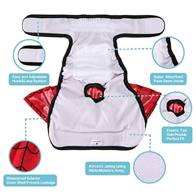 Avont 3 Pack Washable Female Dog Diapers, Reusable Period Diapers Cover for Girl Doggies Heat Cycle, Incontinence -Red/Blue/White(XL) - Image 4