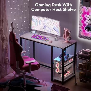 SINPAID 40IN Computer Desk with Shelves, Cream White Sturdy Small Desk for Bedroom, Modern Gaming Table, Office Furniture - Image 7