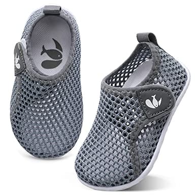 JOINFREE Kid Toddler Non Slip Quick Dry Water Shoes Aqua Socks Sneakers for Beach Pool Boys Girls Mesh Grey 2.5-3 Years Toddler - Image 1