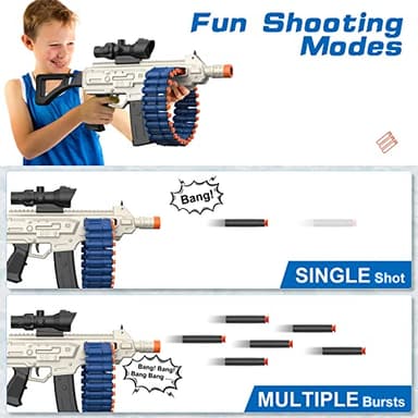 Electric Automatic Toy, JakMean Toy Blaster with 30 Dart Clips and 100 Foam Darts, Outdoor Shooting Games Toys for 6-12 Year Old Boys & Girls Adults, Gifts for Birthday Xmas (J3A) - Image 3