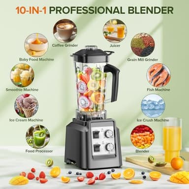Blenders for Kitchen, Smoothie Blender with Timer - Countertop Blenders with 68oz Dishwasher-Safe Pitcher, Ice Crushing & Frozen Fruit, BPA Free - Image 2