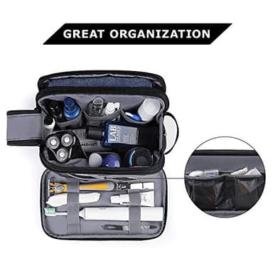 BAGSMART Toiletry Bag for Men, Travel Toiletry Organizer Dopp Kit Water-resistant Shaving Bag for Toiletries Accessories, Door Room Essentials, Black-medium - Image 2