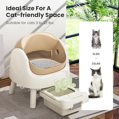 Self-Cleaning Automatic Cat Litter Box, with Open-Top Design, Included Safety Sensor and 10L Large Waste Bin, with Trash Bags and Litter Mat, Coffee Brown - Image 4