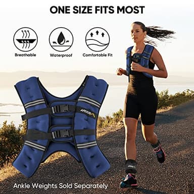APEXUP Weighted Vest with 5lbs/10lbs/15lbs/20lbs/25lbs/30lbs Weights and Reflective Stripe, Weight Vest Men Women for Workout, Strength Training, Running (Blue, 15lbs) - Image 5