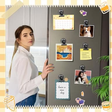 12pack Fridge Magnets Refrigerator Magnets Magnetic Clips Heavy Duty Detailed List Display Paper Fasteners on Home& Office& Teaching (Black, 12) - Image 2