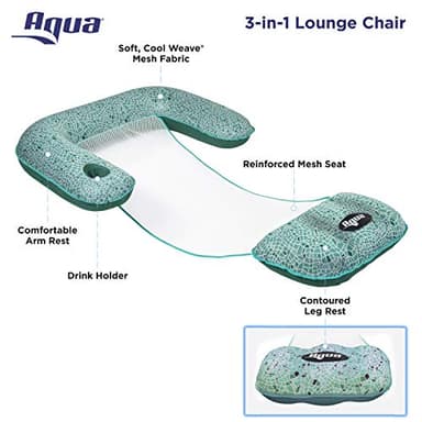 Aqua Mosaic 3-in-1 Pool Chair Float – Inflatable Floating Pool Chair for Adults – Use as a Lounge, Chair, or Drifter – Green Mosaic - Image 5