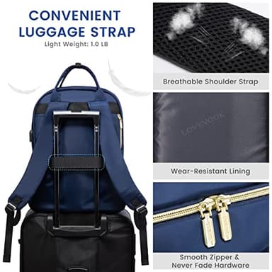 LOVEVOOK 17.3 Inch Laptop Backpack for Women,Fashion Work Backpack Purse for Women Men,Waterproof Travel Work Backpacks Purse for Teacher Nurse, Navy Blue. - Image 8