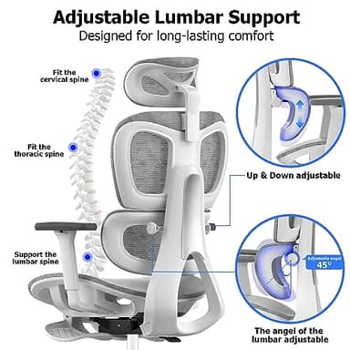 PatioMage Ergonomic Mesh Office Chair with 3D Adjustable Armrest,High Back Desk Computer Chair Ergo3d Ergonomic with Wheels for Home & Office - Image 5