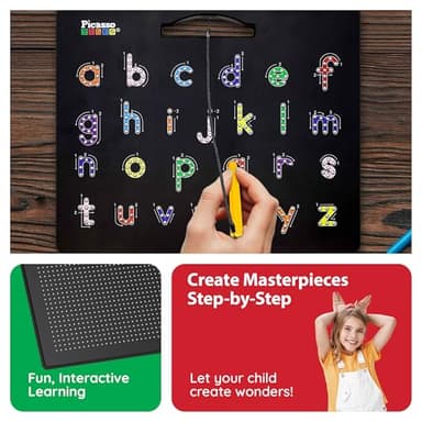 PicassoTiles 2PK 4-in-1 Magnetic Drawing Board 12x10 inch Large Magnet Tablet Pad with 4 Facings Lowercase & Uppercase Alphabets, Numbers, & Freestyle STEM Learning Writing Reading Playboard PTB06 - Image 4