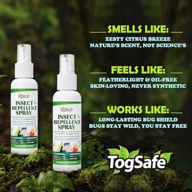 TogSafe Mosquito Repellent Spray - Plant-Based Natural Insect Repellent Spray with Essential Oils, DEET-Free, Long-Lasting Protection (2 Fl Oz, 2 Pack) - Image 2