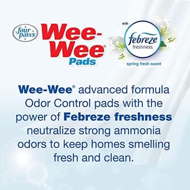 Four Paws Wee-Wee Odor Control with Febreze Freshness Pee Pads for Dogs & Puppies, Leak-Proof Dog Housebreaking Potty Training Floor Protection, Spring Fresh Scent, 22" x 23", 150 Count - Image 3