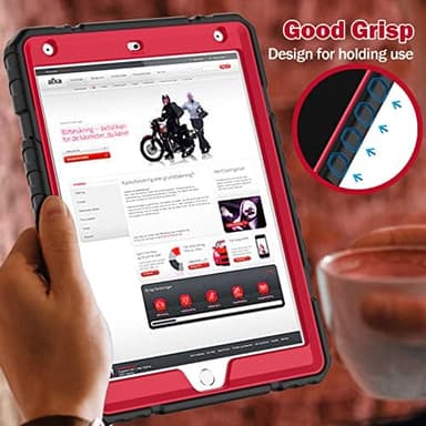 Case for iPad 9th/8th/7th Generation 2021/2020/2019(10.2 inch), Heavy Duty Military Grade Shockproof Rugged Protective 10.2" Cover with Built-in Stand for iPad 9 8 7 Gen (Black+Red - Image 6