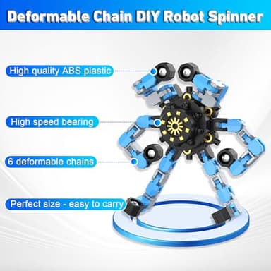 Transformable Fidget Spinners,9PCS Funny Sensory Fidget Toys Adults Deformable Chain DIY Robot Spinner,Fingertip Stress Relief Gyro Toy for Kids, Kids Classroom Prizes - Image 4