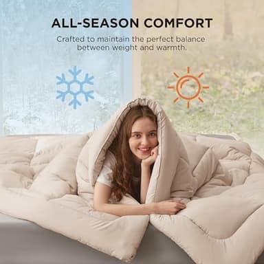 Bedsure Comforter Duvet Insert - Quilted Comforters Oversized King Size, All Season Duvet, GentleSoft Down Alternative Bedding, with 8 Tabs, Gifts for Women/Men, Beige, Oversized King 116 x 98 Inches - Image 5