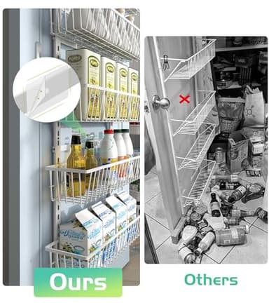 Mefirt White 9-Tier Over The Door Pantry Organizer, Pantry Organization and Storage, Deep Baskets Hanging Heavy-Duty Metal, Wall Spice Rack Seasoning Shelves for Home & Kitchen, Laundry Room Bathroom - Image 5