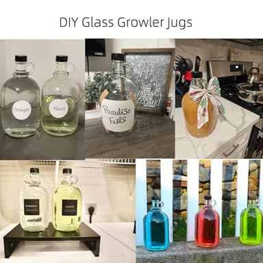 2 Pack 64oz Glass Gallon Growlers with Handle and Black Plastic Lids, Half-Gallon, Gallon Glass Fermenting Jug, 1/2 Gallon Water Jug for Kombucha, Home Brew, Vanilla Extract, Beer, Soda,Cider (Clear) - Image 4