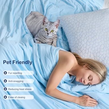 QUTOOL® Cooling Blankets for Hot Sleepers Summer Comforter for Night Sweats King Size, Double-Sided Cold Blanket Q-Max>0.4 Tech, All-Season Bedding Lightweight Breathable Comforter Blue 104"x90" - Image 7