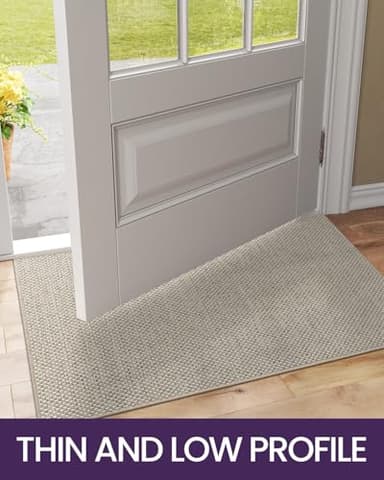 DEXI Door Mat Inside Entrance 24x36, Ultra Non Slip Rubber Backed Dirt Trapper, Low Profile Thin Welcome Doormat, Absorbent Easy Clean Entry Mats for Entryway, Patio, Beige - Image 8
