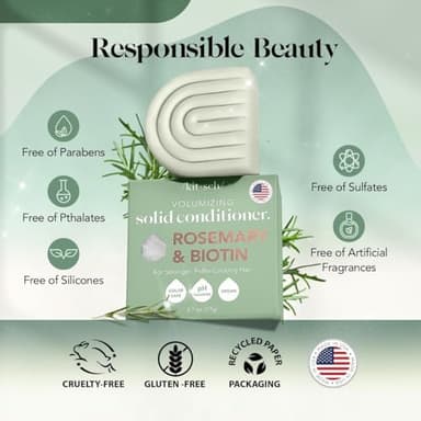 Kitsch Rosemary & Biotin Volumizing Hair Conditioner Bar for Hair Growth & Thickening – Hydrating & Cleansing Hair Conditioner for Women & Men - Paraben, Silicone & Sulfate Free - Made in USA - 2.7 oz - Image 4