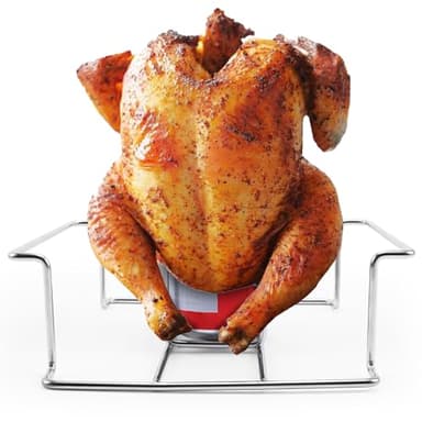 Luoieo Beer Can Chicken Holder Stand,6.5 x 3 inches Stainless Steel chicken roaster for Grilling Smoking Roasting,Vertical Design,Dishwasher Safe,Easy Clean(Square) - Image 9