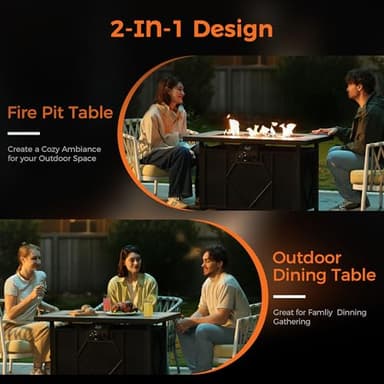 BALI OUTDOORS Fire Pit Table Propane Gas Firepit Rectangular Fire Table 42In 60,000 BTU for Outside Patio Backyard Deck Balcony - Image 8