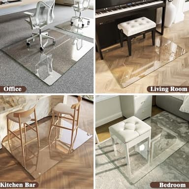 Koonmi Tempered Glass Chair Mat 50"x65" - Premium Office Chair Mat for Hardwood Floors & Low-Pile Carpet with 4 Non-Slip Pads - Thick Scratch-Resistant Surface - Image 8