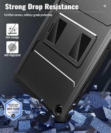 MoKo Case Fit Galaxy Tab A9 Plus 11-Inch 2023 (SM-X210/X216/X218), Shockproof Full Body Rugged Stand Back Cover Built-in Screen Protector Fit Galaxy Tab A9+ 11" 2023, Black - Image 4