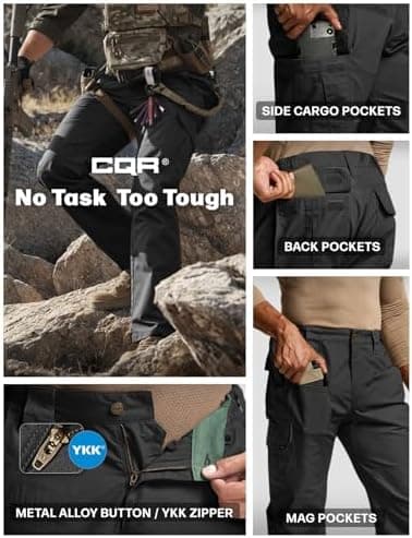 CQR Men's Tactical Pants, Water Resistant Ripstop Cargo Pants, Lightweight EDC Work Hiking Pants, Outdoor Apparel - Image 6