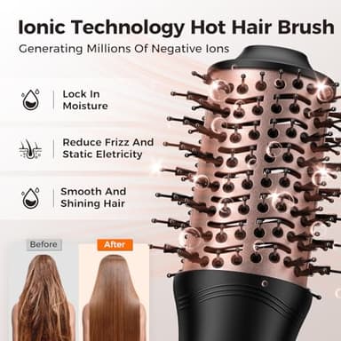 slopehill Mini Dual Voltage Hair Dryer Brush,1000 Watts Travel Hot Air Brush with European Plug, Ionic One Step Hair Dryer and Styler for Women for Home & Salon, Oval Barrel 2 Heat & 2 Speed Settings - Image 5