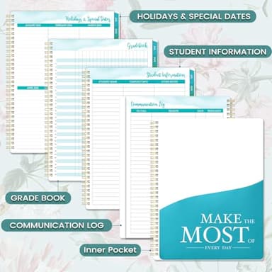 Teacher Planner 2025-2026 - Teacher Lesson Planner 2025-2026 with Colorful Tabs, July 2025 - June 2026, 25-26 Teacher Planners Weekly and Monthly, 8.3" x 11", Academic Year Lesson Plan Book, Twin-Wire Binding - Floral - Image 6