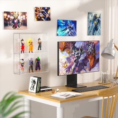 AITEE Acrylic Display Case, Clear Display Case for Funko Pop Figures, 2 Layer Wall Mounted or Desktop Dustproof Display Cabinet Shelf for Collectibles,Mini Toys,Rock, Amiibo - Image 2