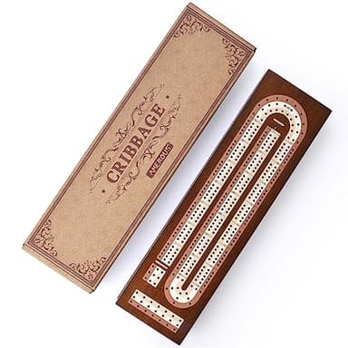 AMEROUS Wooden Cribbage Board Game Set with Magnetic Lock - Metal Pegs - 2 Playing Cards - Continuous 3 Track Board - Larger Storage Area, Travel Portable Cribbage Game Sets for Family - Image 8